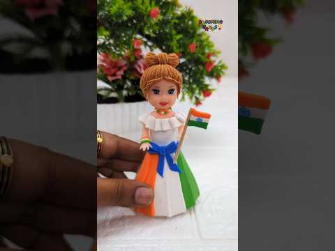 Reverse Play⏮️ Republic day special🇮🇳💕Love India🇮🇳💞Tri Colour Girl Dress Making With Clay 🇮🇳🥰