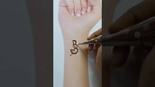 very beautiful B & B couple alphabet mehndi tattoo by manasi (Requested by Bhavesh) #shorts