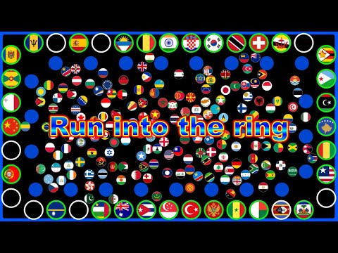 Run into the ring ~200 countries survival marble race~  in Algodoo | Marble Factory