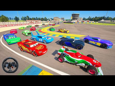 Race Cars vs Cars 3 Le Mans Circuit McQueen VS Jackson Storm The King Chick Hicks & Friends