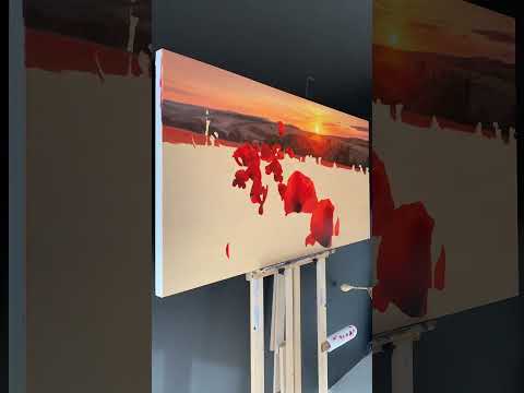 Four Days of Painting Poppies in 15 Seconds || Remembrance Day Oil Painting Landscape