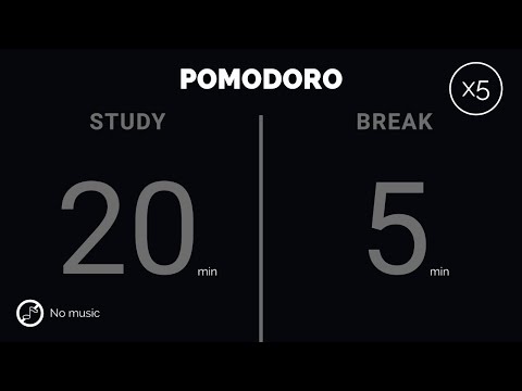 20 / 5  Pomodoro Timer - 2 hours study || No music - Study for dreams - Deep focus - Study timer