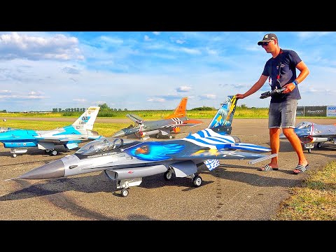 8x F-16 XXXL FIGHTING FALCON TEAM JETCAT RC TURBINE JETS FLIGHT DEMONSTRATION