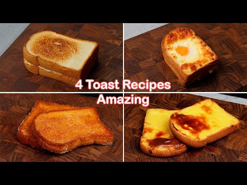 4 Amazing Toast recipes | Cheese sandwich | Toast Made With Milk | Honey Butter Toast