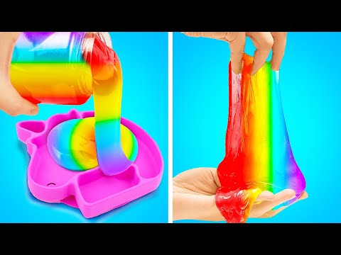 🌈Rainbow DIY Slime Hacks 🎨 How to Make Free Fidget Toys by Slick Slime Sam's Maker World