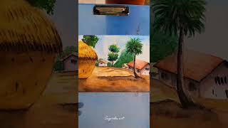 Village scenary watercolor painting art #reels #villageart#trending #viral#youtubeshorts #watercolor