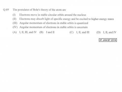 Atomic structure | Problem 1 | IIT JAM BT 2014 solved | Qs. no. 69