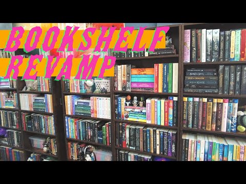 reorganize my BOOKSHELVES with me! (wall paint, tour, & unhaul)