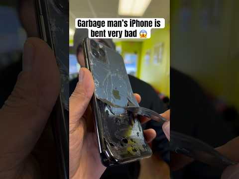 Garbage’s man iPhone is destroyed 😱 Can we fix it ? 🤔 #shorts #apple #iphone #ios