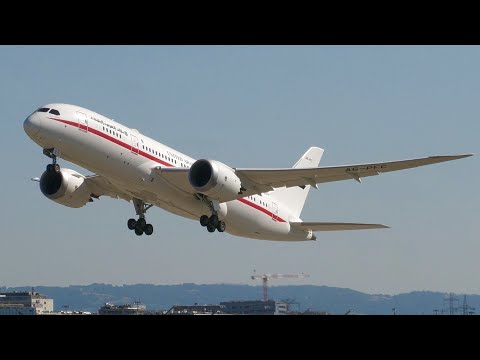 4K | Presidential Flight Boeing 787-8 Dreamliner A6-PFC landing & takeoff at Geneva/GVA/LSGG