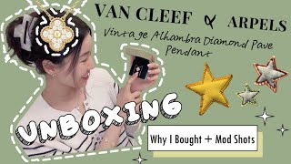 VCA 💎 VINTAGE ALHAMBRA DIAMOND PAVE PENDANT NECKLACE UNBOXING 🍀 Why I bought 💝 First Impressions