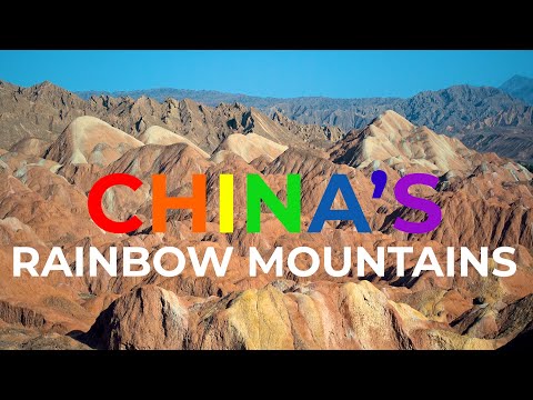 China's Hidden National Park - Aerial View of surreal Rainbow Mountain Landscape in Zhangye