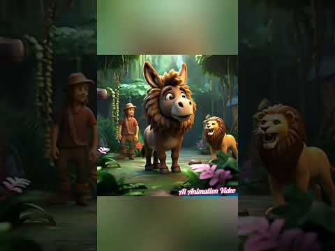 गधा बना शेर funny video 😅#ai #cartoon #donkey ♥️#shorts #shortsfeed