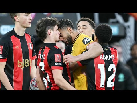 Matheus Cunha Red Card, Matheus Cunha punched & kicked Milos Kerkez, Bournemouth vs Wolves FA Cup 25