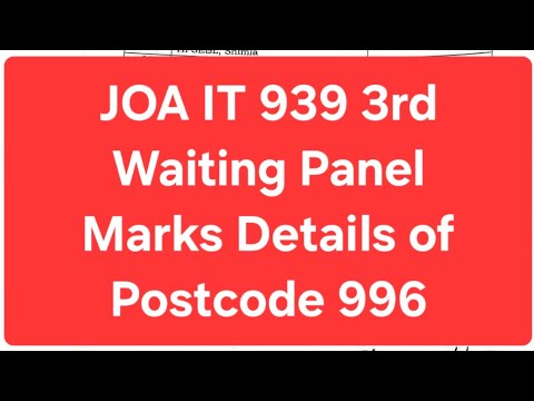 JOA IT 939 3rd Waiting List Out (05/02/2025) Marks Details of postcode 996