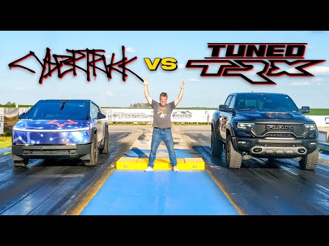 Will a Tuned Ram TRX Beat a Tesla Cybertruck in a Drag Race?