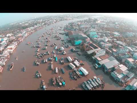 Flycam Cai Rang floating market|Video-Audio footage HD Free