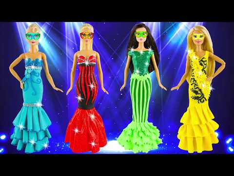 Play doh disney princess long dresses Elsa Frozen Rapunzel Aurora Mulan play doh fashion craft