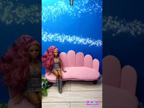 DIY Fancy Pink Miniature Sofa for Barbie 🛋 Doll hacks &crafts, doll furniture, cool creative ideas💡