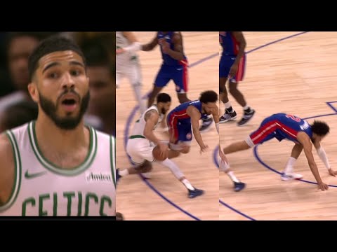 Jayson Tatum blows KISSES to Cade Cunningham after DROPPING HIM! Trash talks pistons!