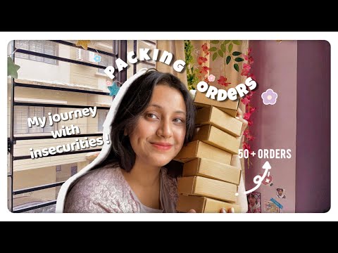 Packing 50+ CLAY orders / pack with me  📦 (My journey with Insecurities , finding my inner chill ! )