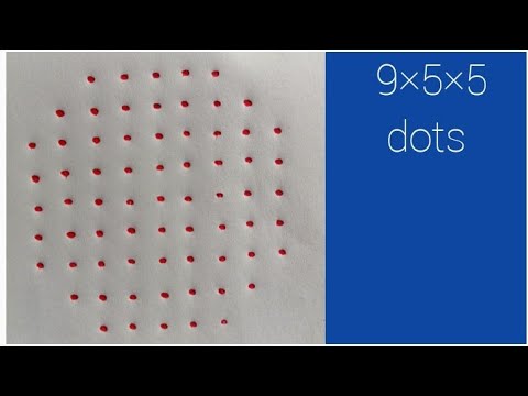 9 dots simple kolam | easy dot muggulu | latest rangoli designs with dots | 9×5×5 dot kolam |