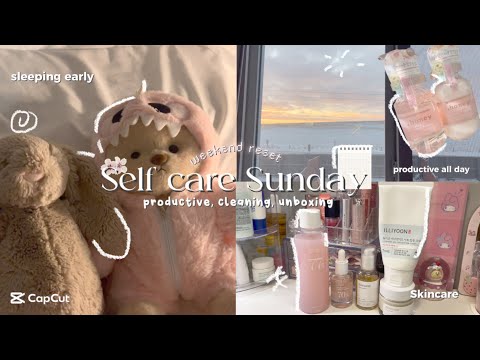 Self care Sunday vlog! ౨ৎ productive, unboxing, wonyoungism, Sunday reset, Korean skincare 🎀☁️