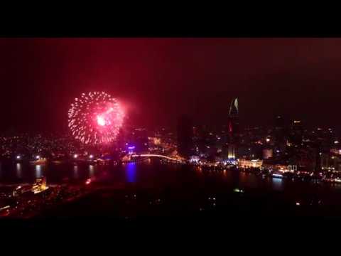 Flycam Fireworks Happy New Year 2020 Ho Chi Minh City |Video-Audio footage HD Free