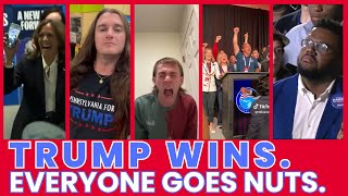 TRUMP WINS.  EVERYONE GOES NUTS. (Epic, Sometimes Hilarious Reactions Set to Epic Music)