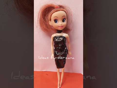 doll dress using Shopping bag #dolldress #diydollclothes #reuse #recyclingcrafts #barbiedress