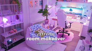 Building a cozy girl cave ☁️🪴 extreme room makeover ✨ ft. 4K BenQ X300G gaming projector