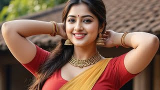 Hot South Indian Actress in Saree | Village Beauty | Traditional Glamour | 4k Ai Art |saree fashion