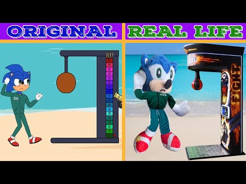 Sonic Conquers Squid Game Punch Machine! | The Sonic Tapes Animation | Original vs Plush Toys