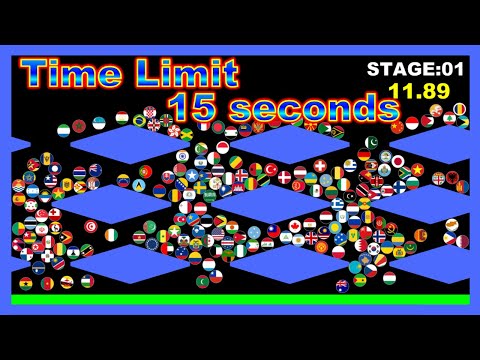 Time Limit Marble Race ~200 countries survival marble race~  in Algodoo | Marble Factory