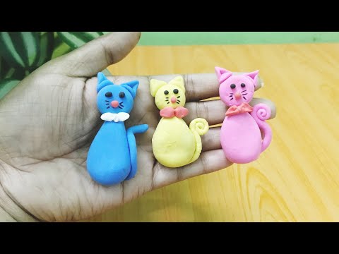 How to make polymer cat//clay cat making for kids.