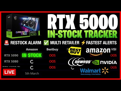 NVIDIA RTX 5090, 5080 RESTOCK LIVE 24/7 TRACKER, DROPS, ALERTS!