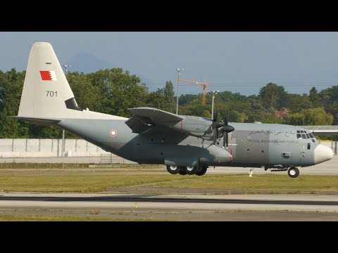 4K | *RARE* Royal Bahraini Air Force Lockheed C-130J Herclues landing at Geneva/GVA/LSGG