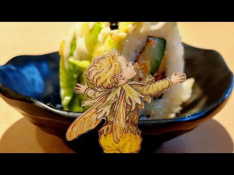 4 mins | Trimming a baby vintage fairy sticker with sushi 🧚‍♂️🍣 #vintage #fairy #trimmingstickers