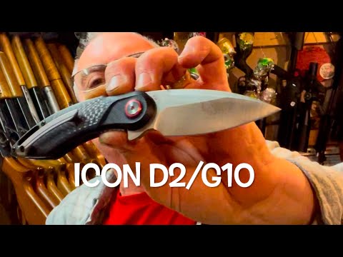 Icon D2 G10 carbon fiber pocket knife fancy “goin to church” EDC carry!