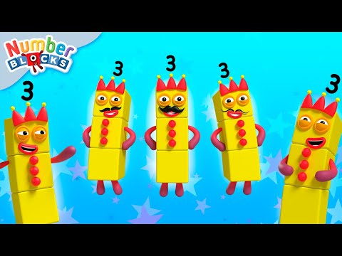 Too Many Threes! - Numberblock Three Showcase 🟡🟡🟡 | Counting for Kids | @Numberblocks