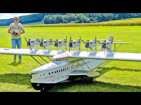 12 ENGINES!! GIGANTIC SELF BUILD RC SCALE FLYING BOAT DORNIER DO X FLIGHT DEMONSTRATION