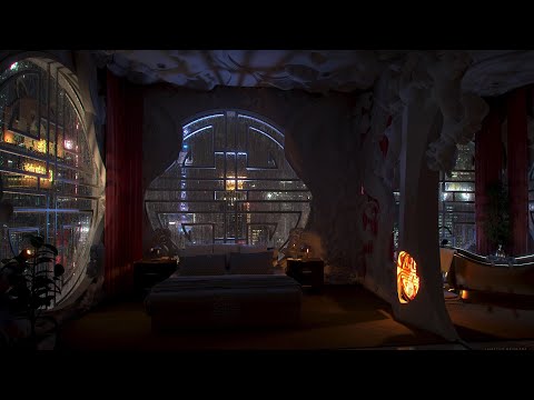 Fall Asleep In A Luxury Cyberpunk Style Shanghai Hotel | Rain On Window | Fall Asleep Instantly