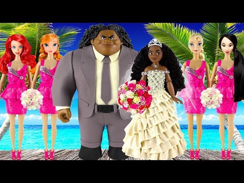 Play doh wedding disney princess Moana Maui Elsa Anna Ariel Mulan princess dress play doh videos