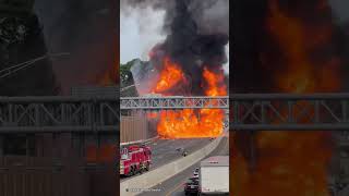 Truck explodes into a fireball after highway crash