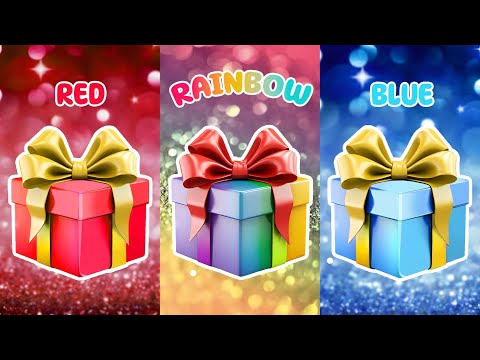 Choose your gift box || 3 gift box challenge|| Red, Rainbow & Blue | Quizzone