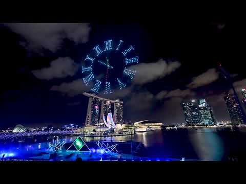 Performance of 500 drones new year 2020 fireworks in Singapore |Video-Audio footage HD Free