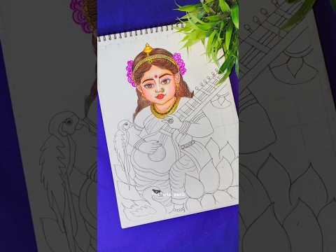 Cute saraswati mata drawing ❤️ || sarswati mata ji drawing 😍 || #shorts