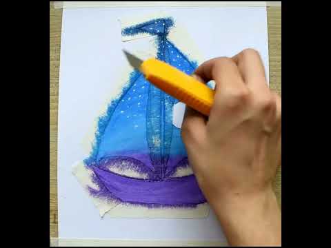 Drawing with oil pastel / Moonlight night scenery drawing #shorts