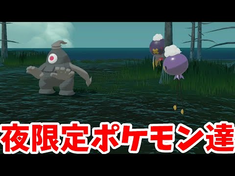 【ポケモン】夜限定のコワイポケモンを探しに行こう！色違いの伝説ポケモンを入手しよう！【ポケモンレジェンズアルセウス】