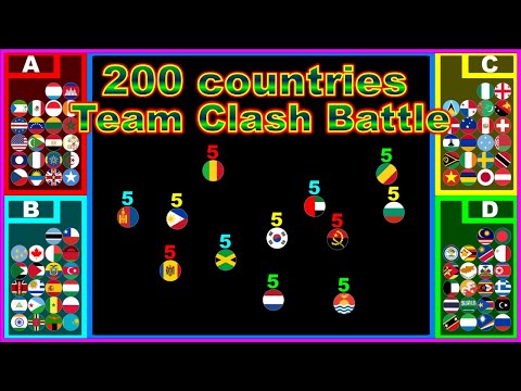 Team Clash Battle ~200 countries marble race~ in Algodoo | Marble Factory